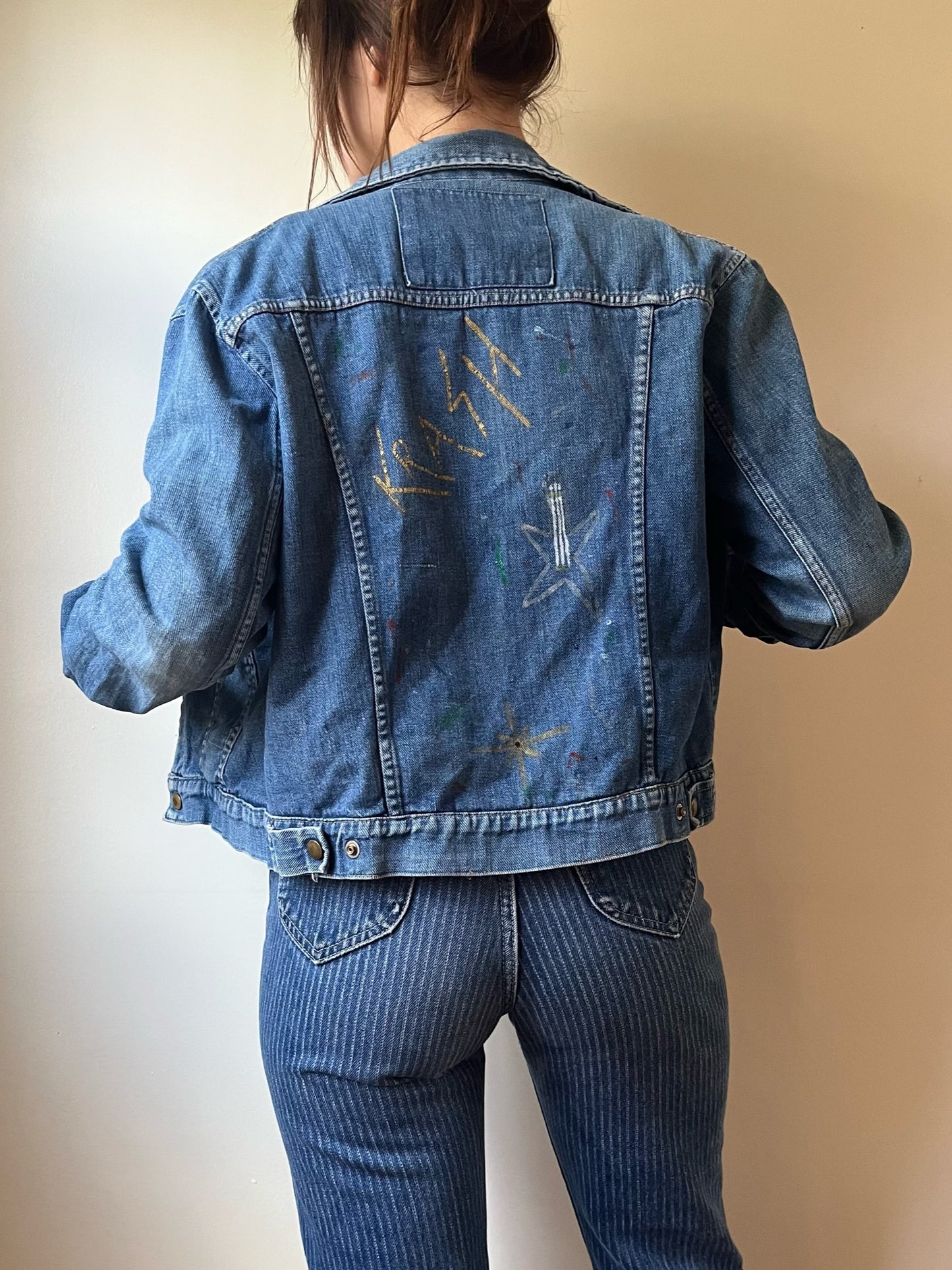 1960s Selvedge Denim Jacket w/ Art (S)