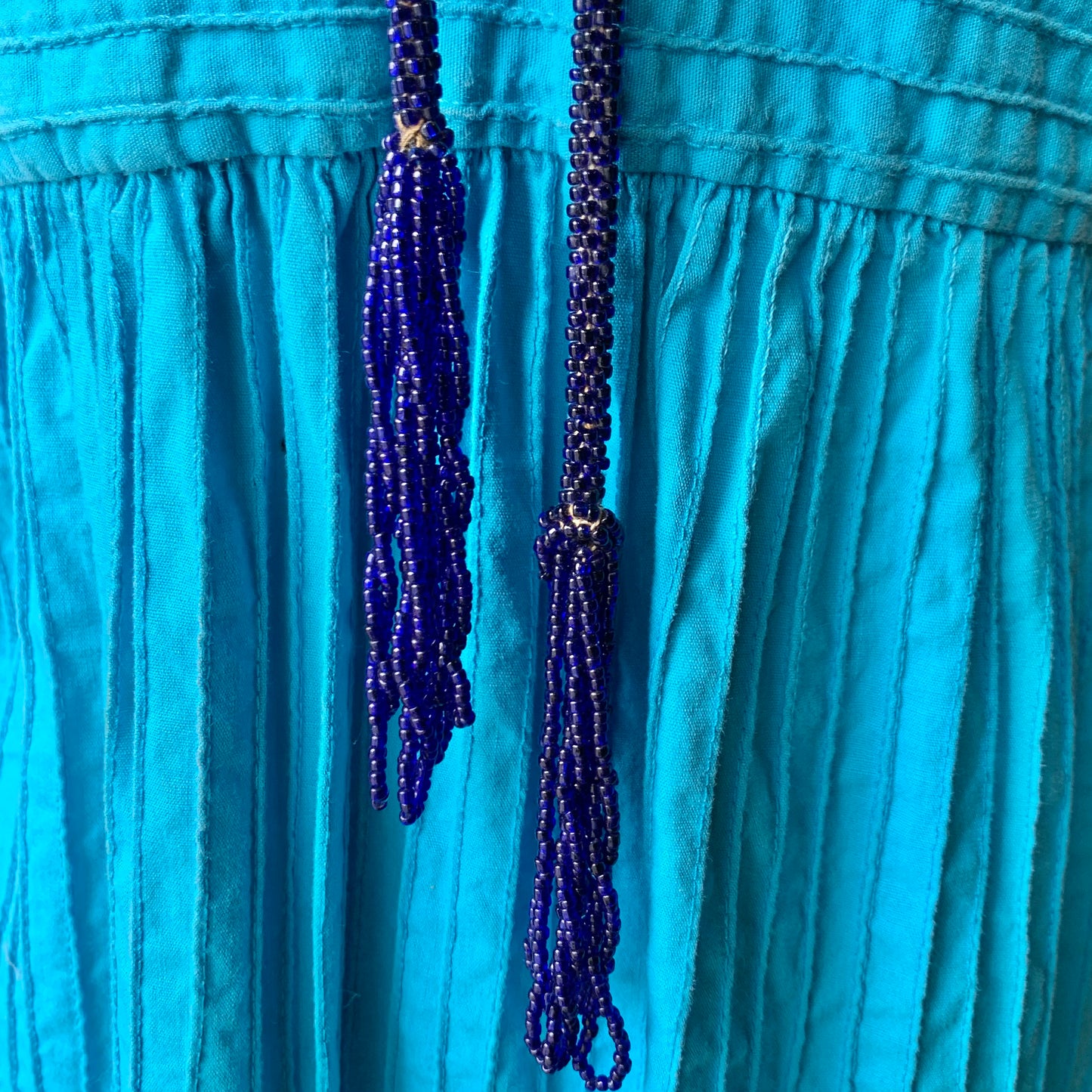 Blue Beaded Cord Necklace