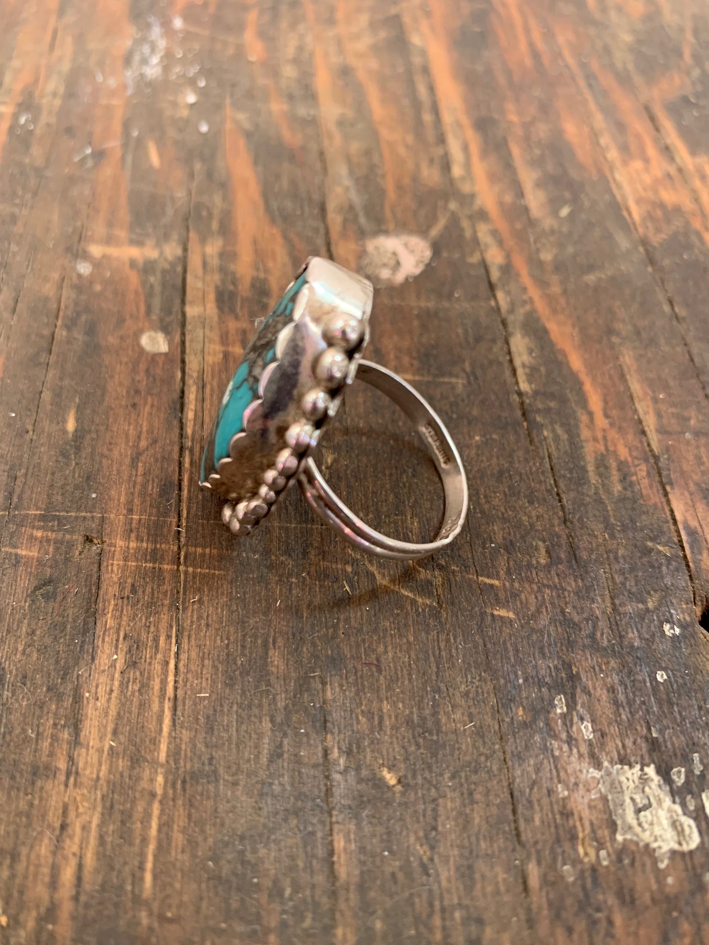 Marbled Turquoise & Sterling Large Ring