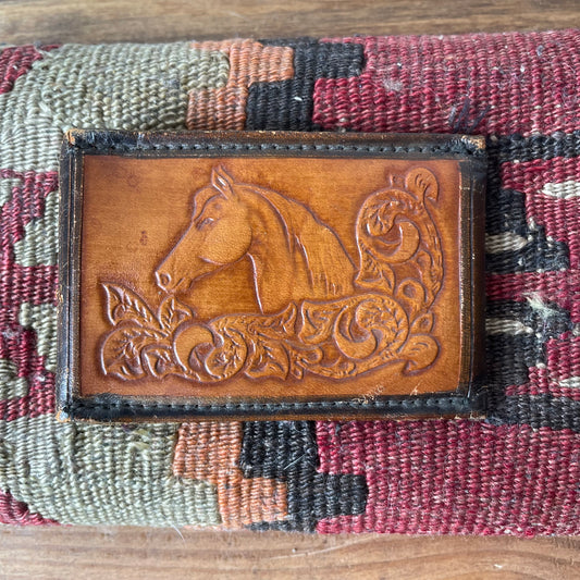 Tooled Leather Stallion Buckle