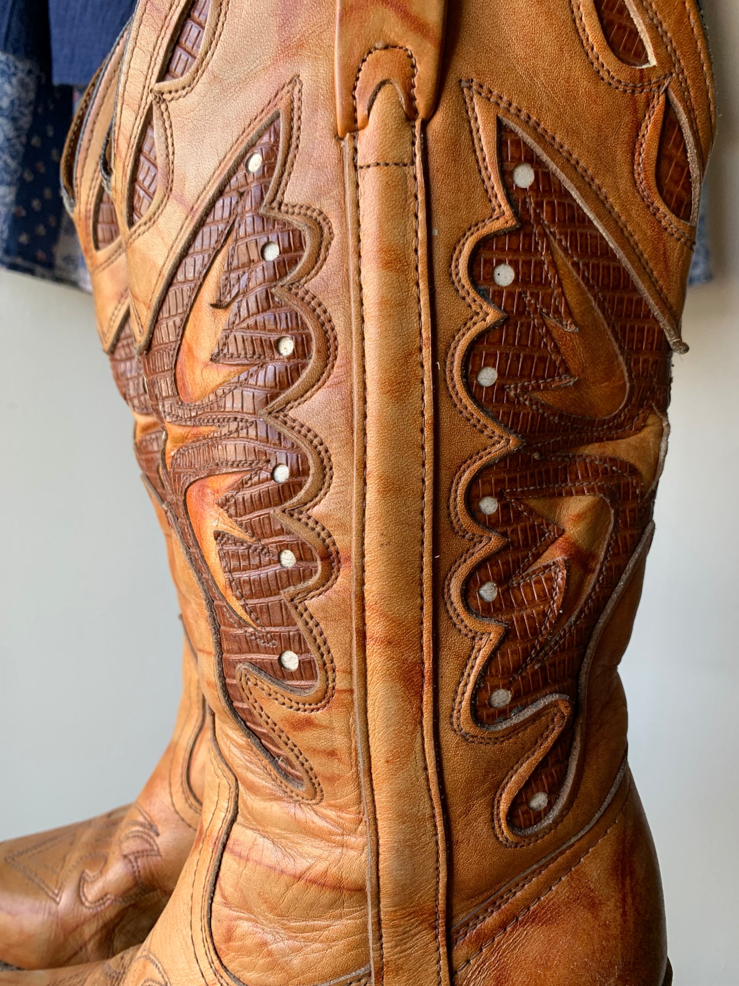 W6.5 Vintage Miss Capezio Marbled Butterfly Cowboy Boots