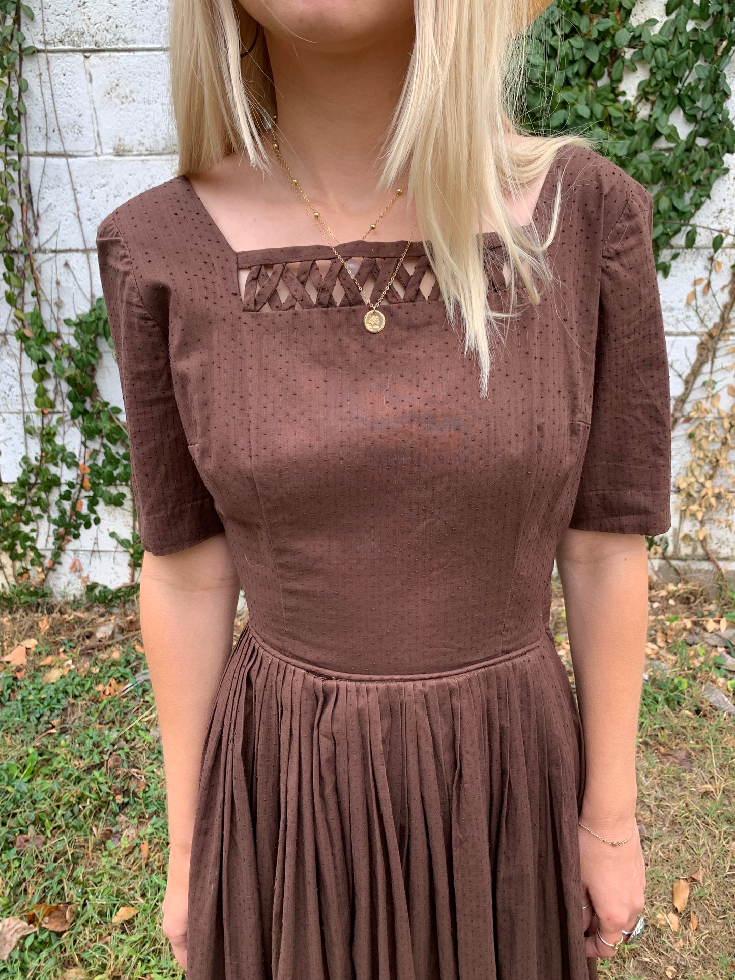 1950s Chocolate Brown Square Dance Dress (XS)