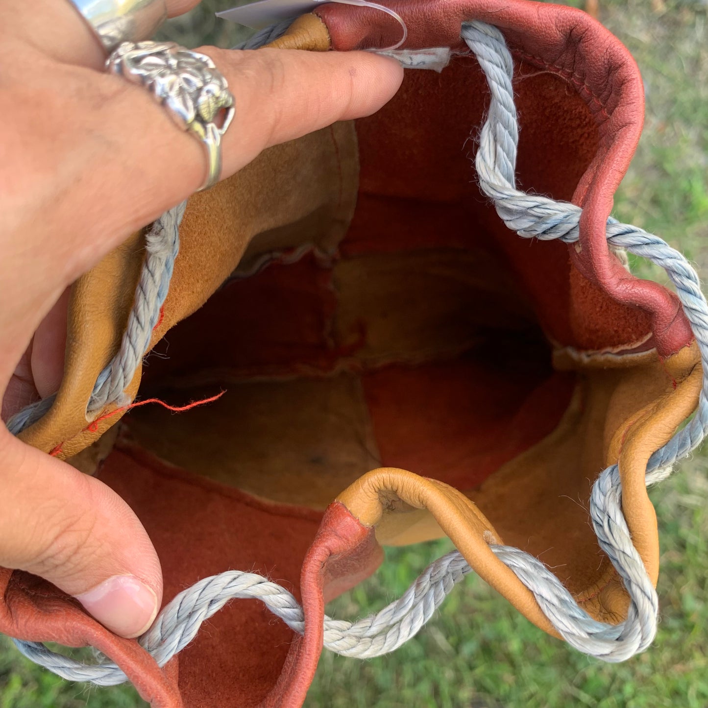 1970s Spanish Leather Drawstring Bag