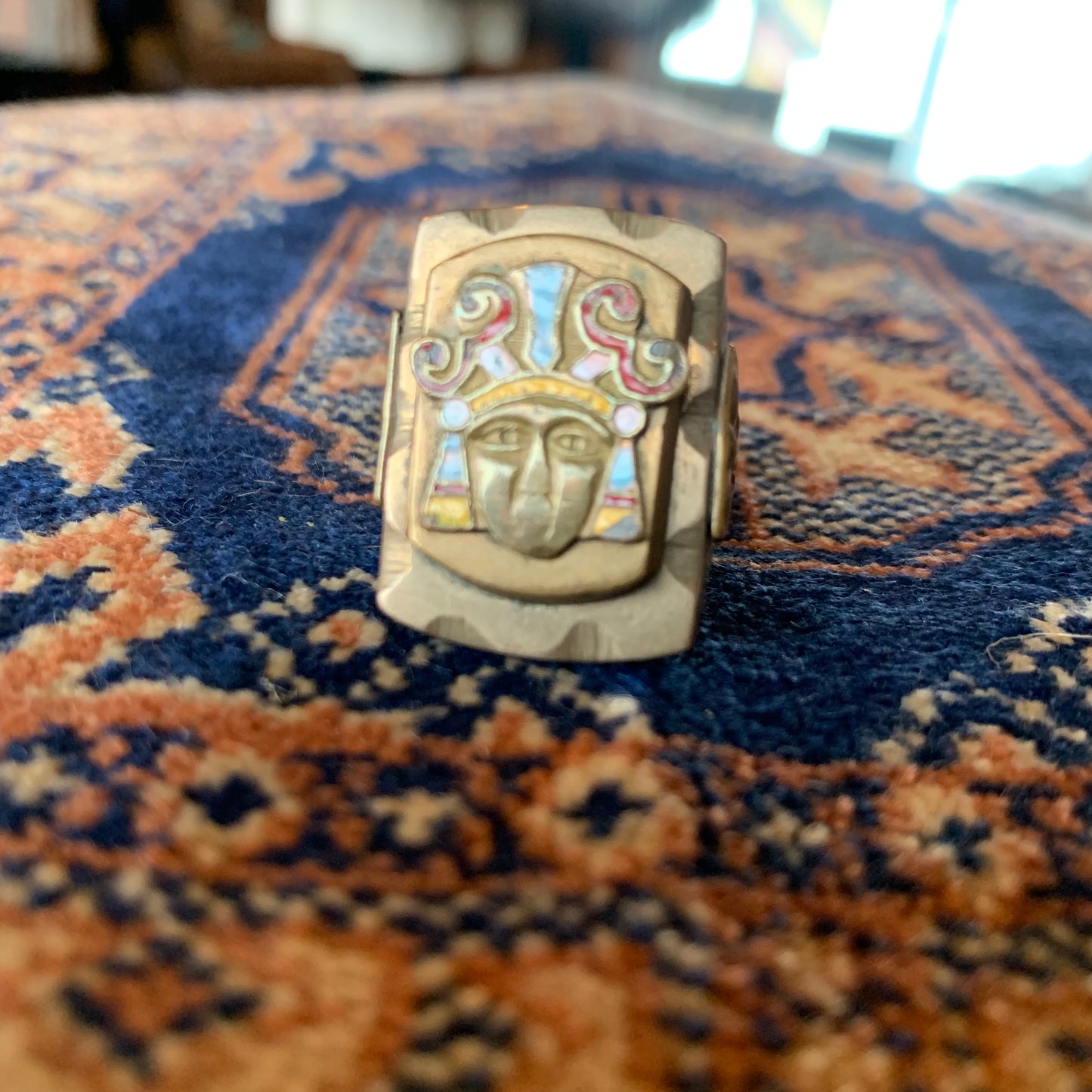 40's Mayan Silver Biker Ring (6.5/7)