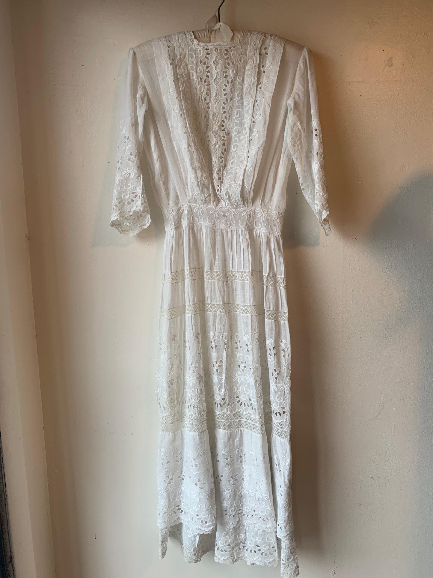 Edwardian Cotton & Lace Lawn Dress (XS)