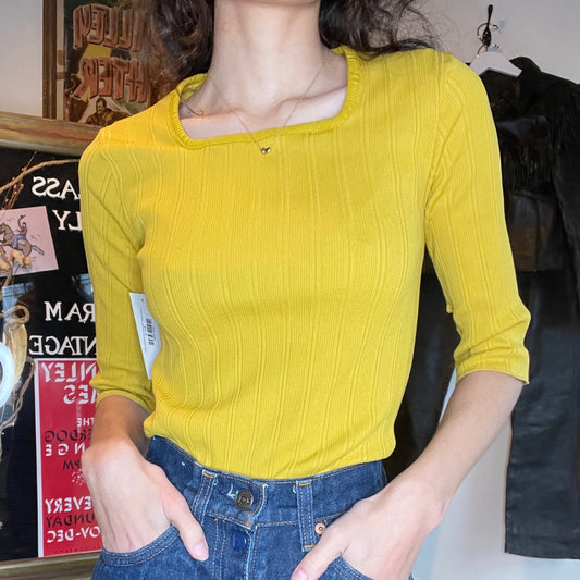 Wunnergirl Mustard 3/4 Sleeve Shirt (XS)