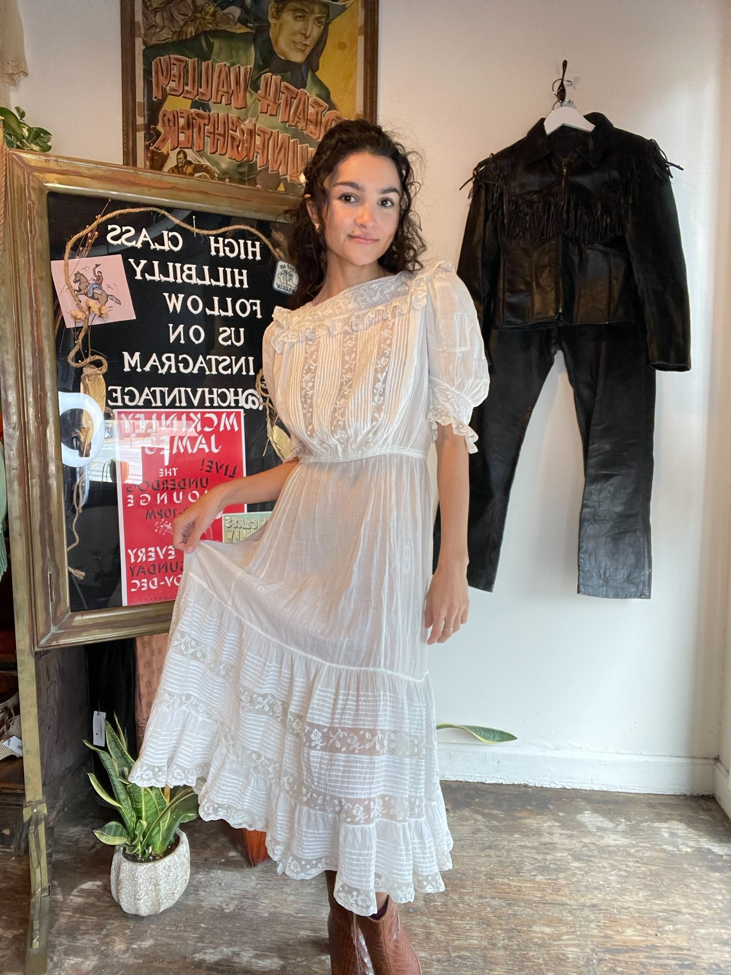 White Lace Edwardian Lawn Dress (XS)