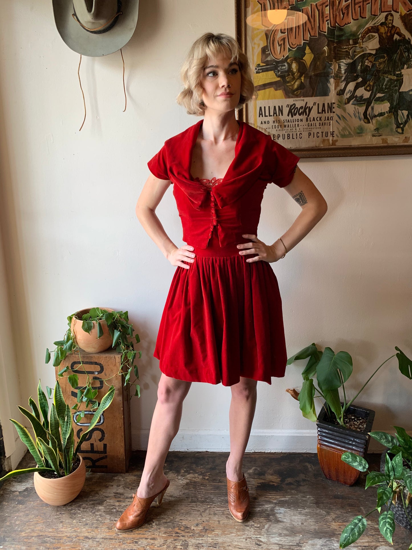 1950s Red Velvet 2-pc valentine set ( XS)