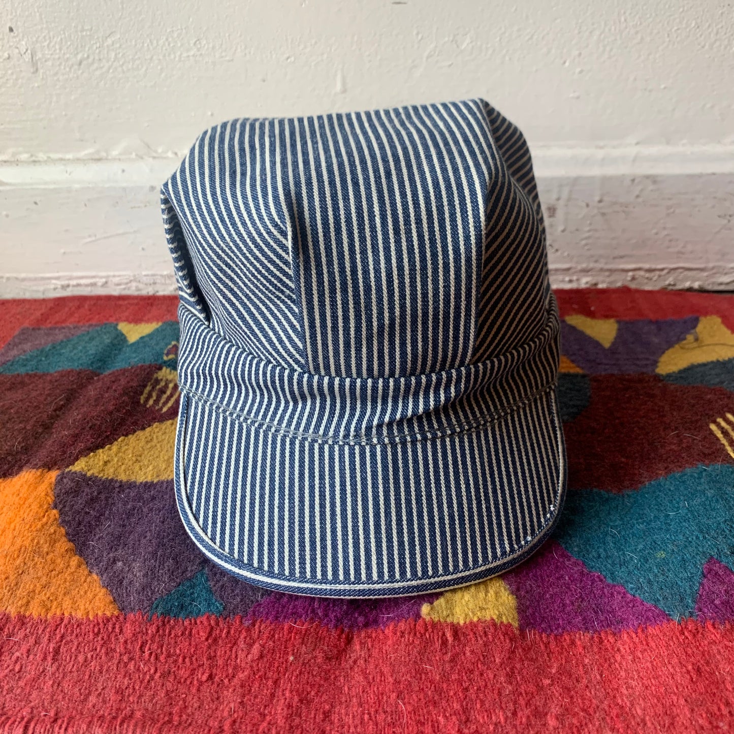 Vtg Sanfordized Pinstripe Railway Cap