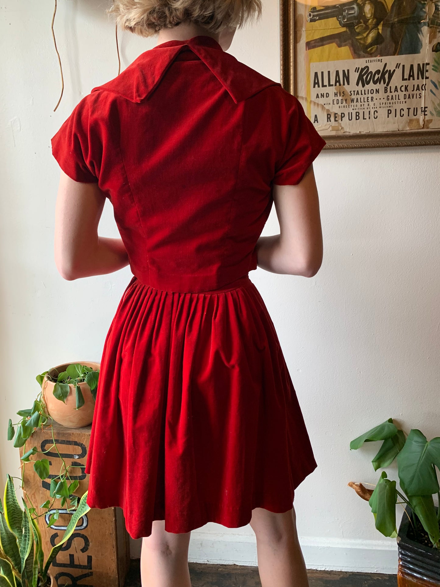 1950s Red Velvet 2-pc valentine set ( XS)