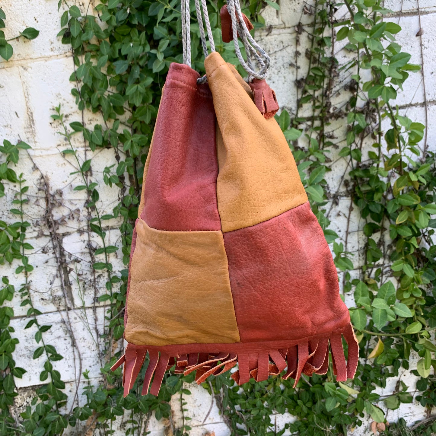 1970s Spanish Leather Drawstring Bag